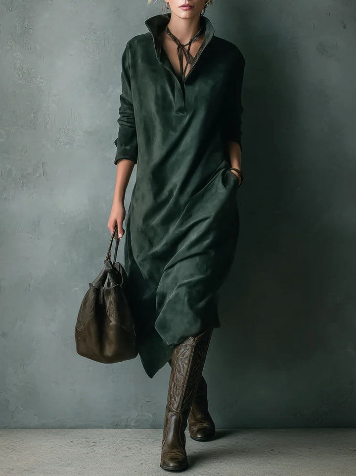 Elvira™ Relaxed Velvet Dress with Pockets